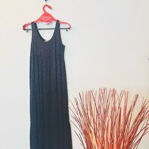 NWOT’s Natural Life Maxi Dress black Tiered Cotton Boho Gauzy small